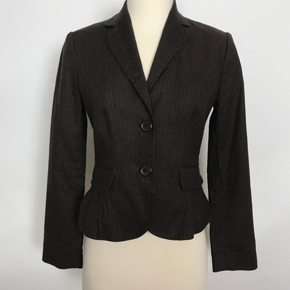 Banana Republic petite pinstripe brown blazer 0P - Picture 2 of 8